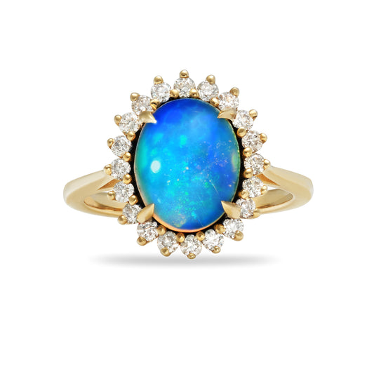 Oval Opal Halo Ring