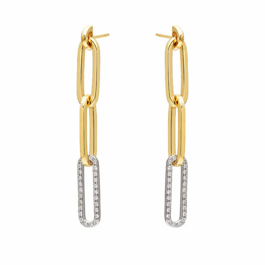 One Diamond Link Paperclip Earrings