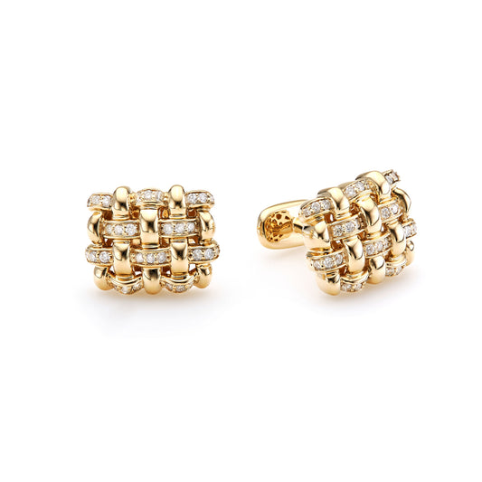 Woven Cufflinks With Diamonds