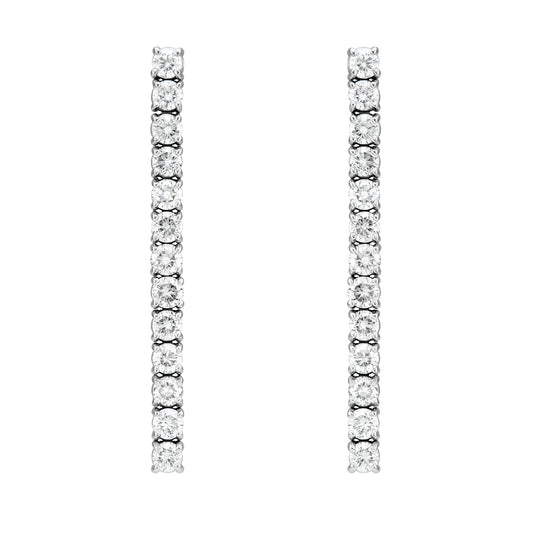 Four Prong One Line Drop Earrings