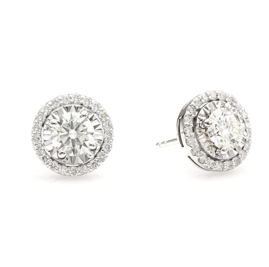 Stud Center Halo Illusion Stud Earrings