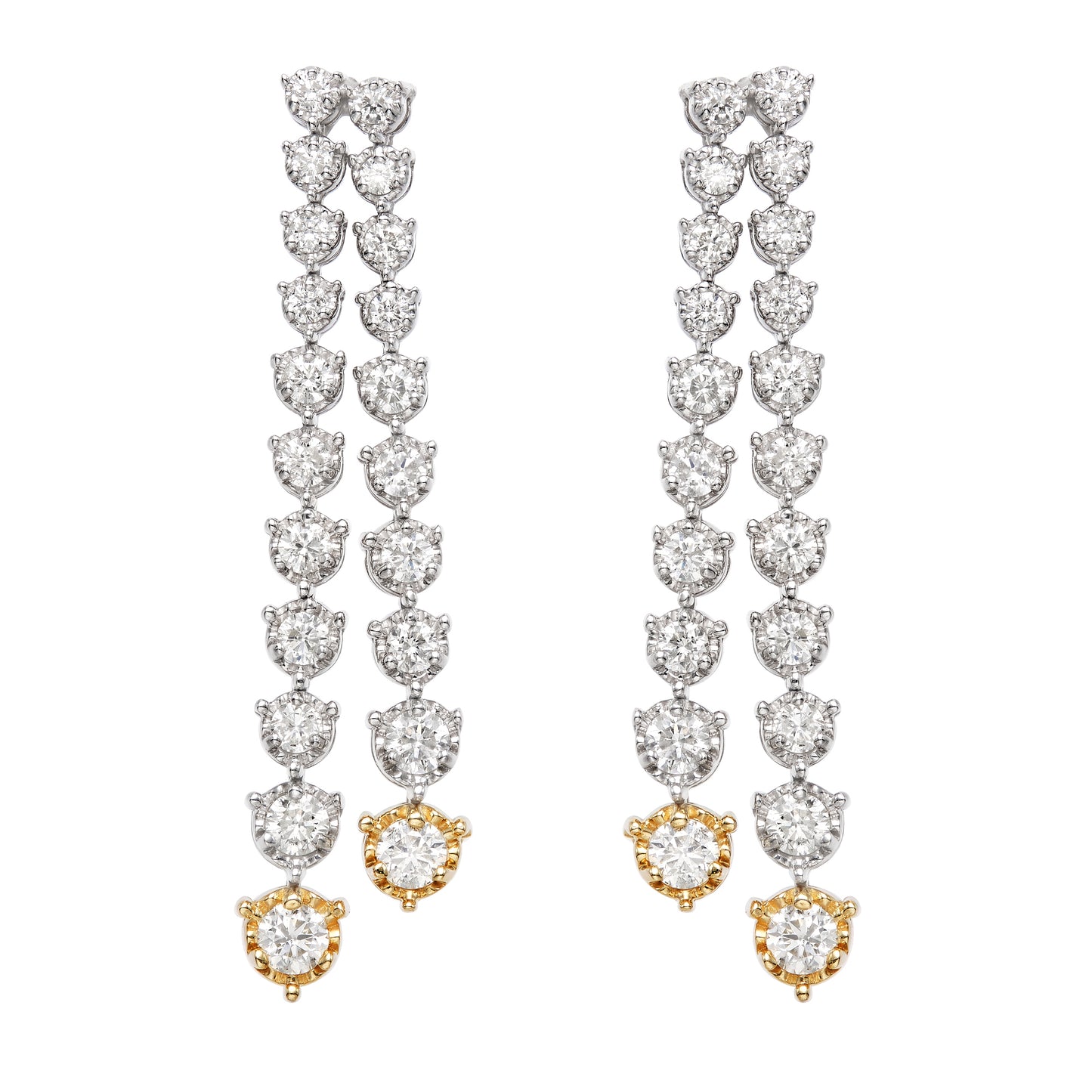 Two Tone Illusion Graduated Double Line Drop Earrings