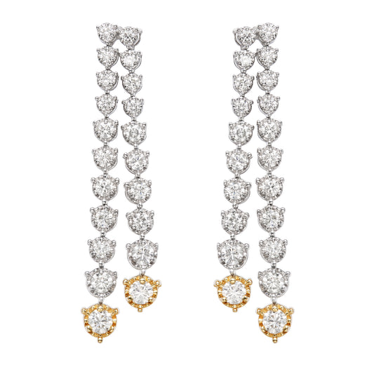 Two Tone Illusion Graduated Double Line Drop Earrings