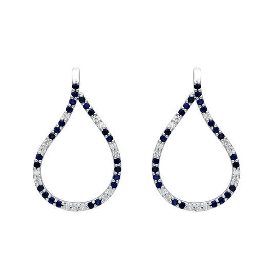 Teardrop Alternating Diamond & Sapphire Earrings
