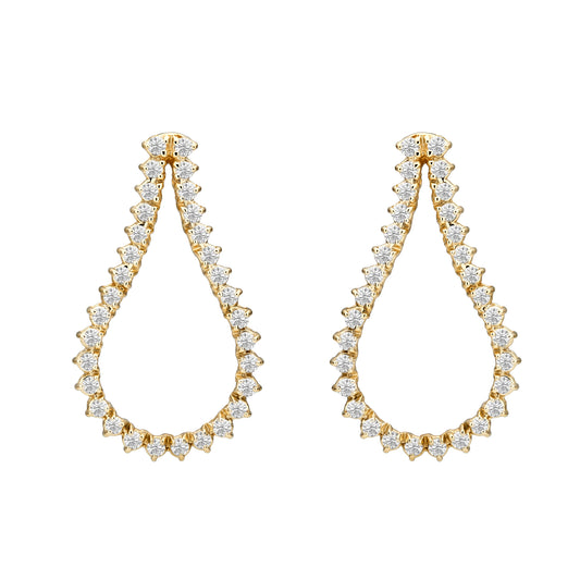 Three Prong Teardrop Outline Earrings