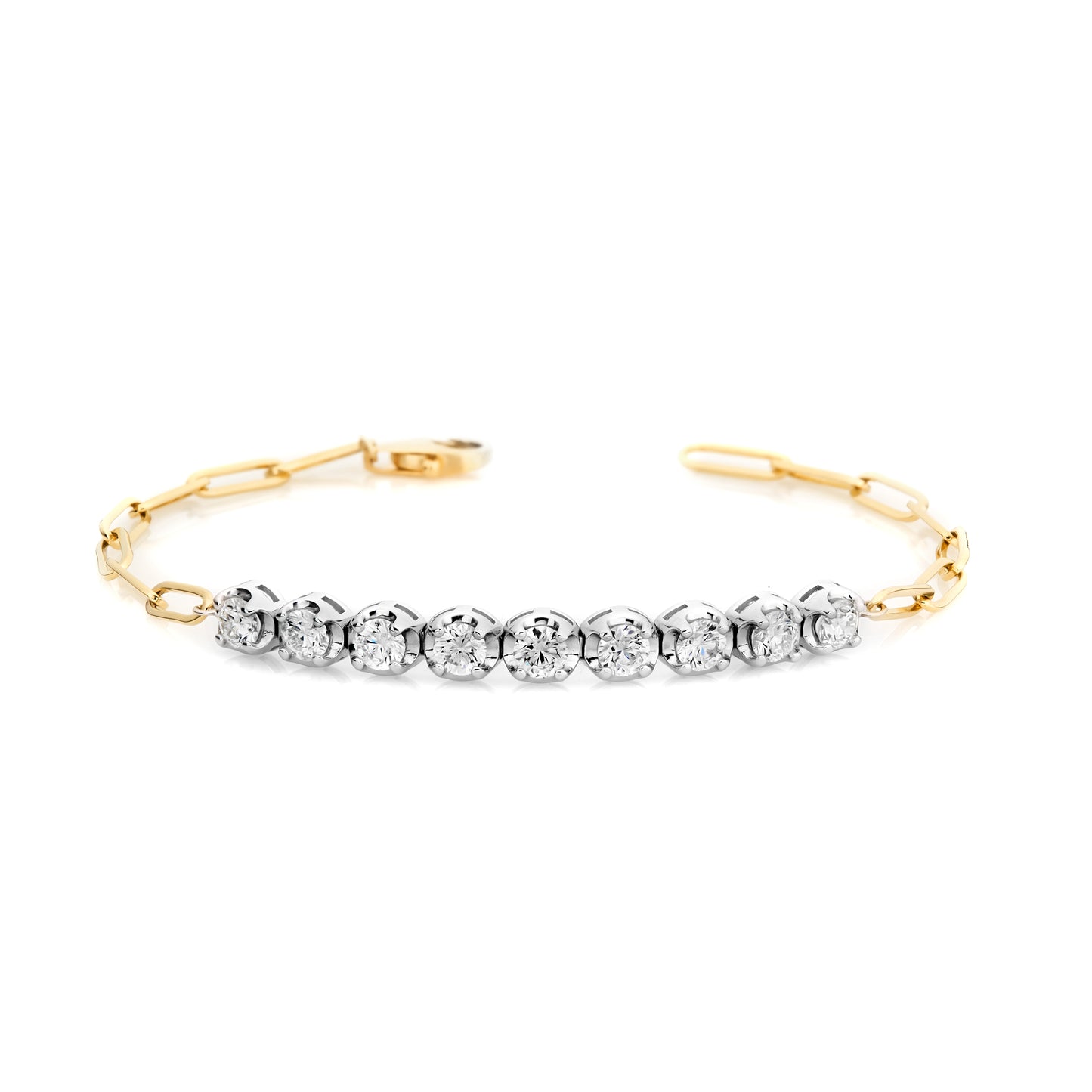 Round Diamond & Paperclip Chain Bracelet